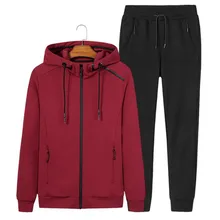 Мужские комплекты, модный осенний весенний спортивный костюм, спортивный костюм, хлопковая повседневная спортивная одежда с капюшоном, топ на молнии+ штаны, комплект одежды из двух предметов