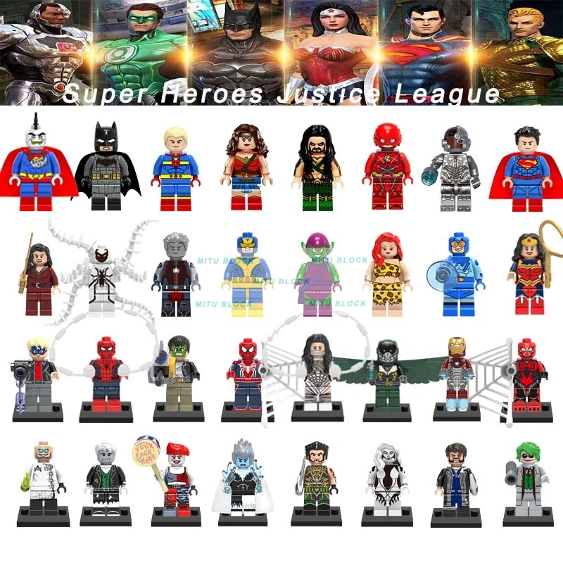 

Single Sale Justice League Movie Super Heroes Batman Wonderwoman Aquaman Cyborg Superman Doll Legoelys Avengers Building Blocks