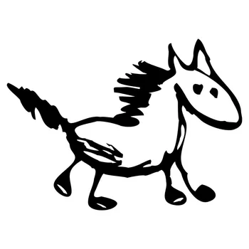 

14.3*10.4CM Funny Hand Drawings Horse Car Styling Stickers Playful Vinyl Car Body Decal Black/Silver C9-0988