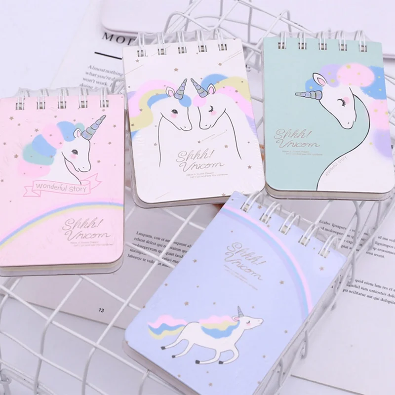 

Cute Kawaii Cartoon Unicorn Flamingo Spiral Mini Notebook Animal Diary Book Portable Notepad Stationery Office School Supplies