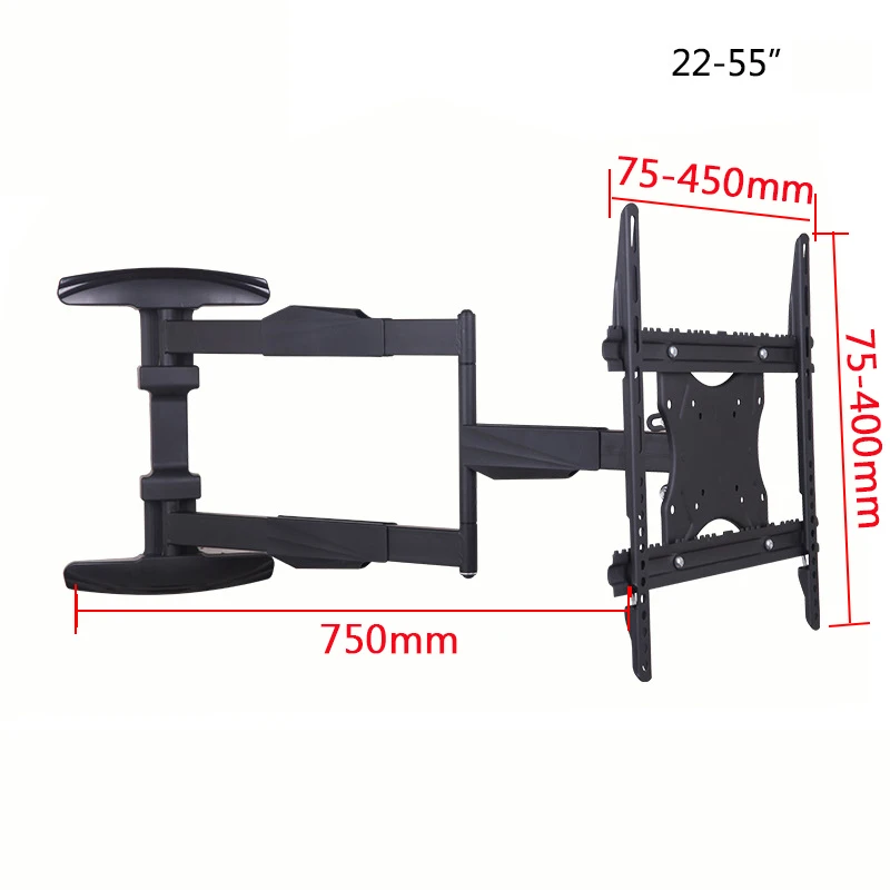 22-55 дюймов 3 руки выдвижной полный движения ЖК ТВ настенный кронштейн 600 мм 780 мм ультра тонкий с кабельной крышкой Макс VESA 400x400 мм