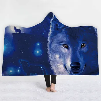 

Fleece Hooded Blanket For Adults Kids Microfiber Bedding Dream Catcher Galaxy Wolf 3D Print Sherpa Wearable Blankets Throws