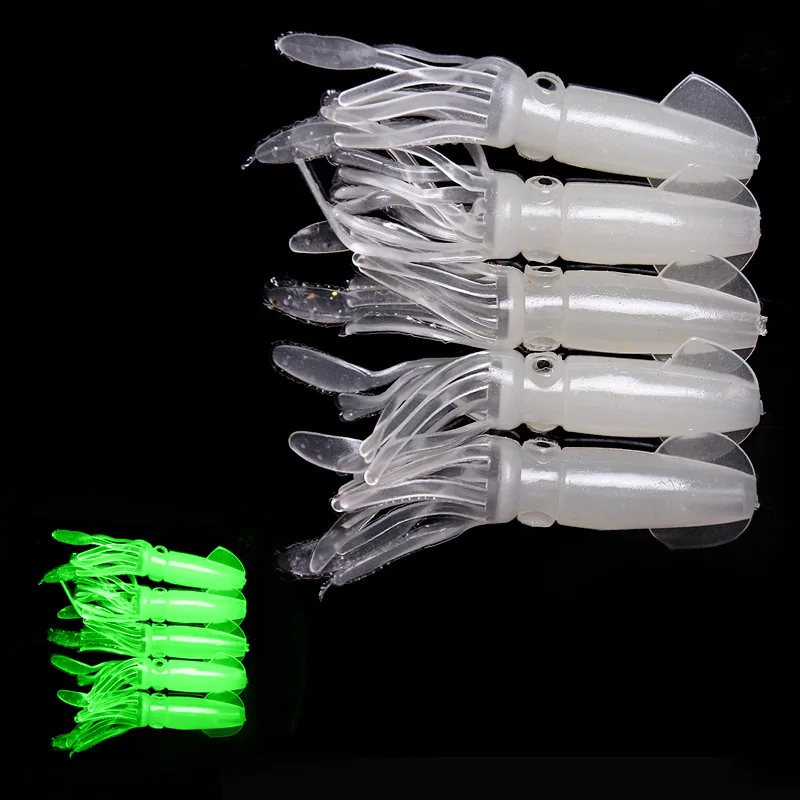 8.5cm 8.8g 1pcs Luminous Squid Soft Silicone Fishing Lure Isca Minnow Worms Wobblers Saltwater Artificial Bait Bass Tackle Jigs