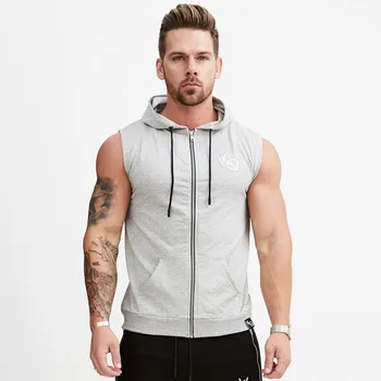 

Men Running Shirts Compression Vest summer Gym Tank Top Fitness Sleeveless T-shirts Sport Clothing hooded Running Vest