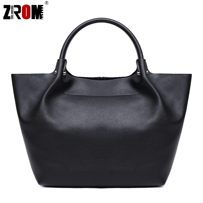 

ZROM Genuine Leather Handbags female head layer cowhide ladies handbag shoulder big bag fashion dumplings package Messenger Bags