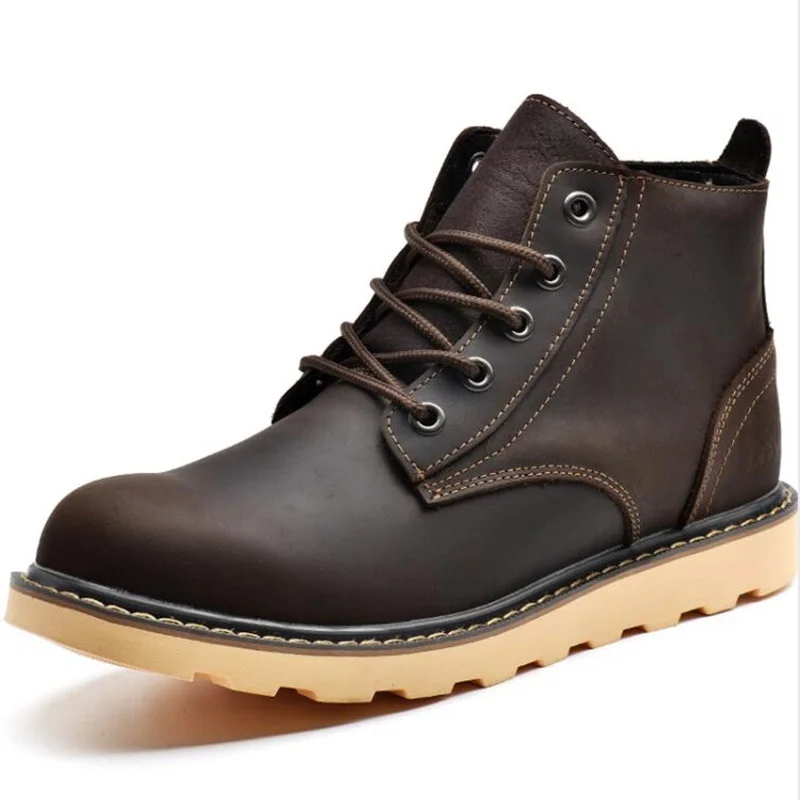 Marchand Cheville Homme Travail dark En Mode Bottes Noir marron Qualité Véritable Hommes Loisirs D'hiver Haute Cuir Nouveau Brown De W2DH9EI