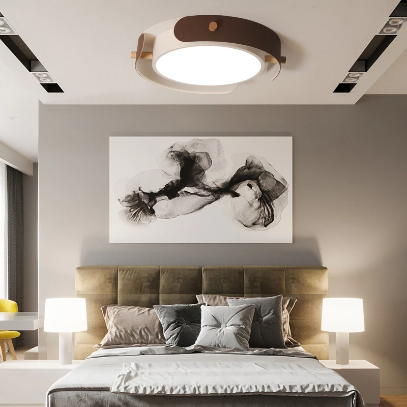 

Abajur Modern Simple Round LED Ceiling Lamp Nordic Wood Hanglamp for Bedroom Home Study Living Room Deco Ceiling Light Fixtures