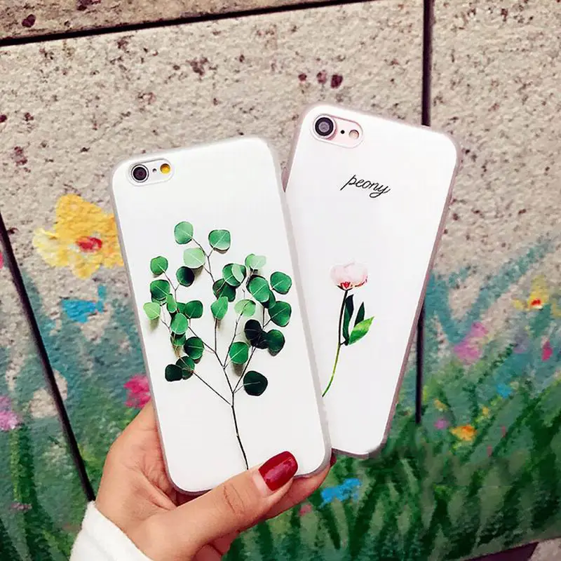 

Luxury Cute 3D Floral Leaves Pattern Case Cover For iPhone 8 6 6S 7 Plus Rubber Soft TPU Silicone Phone Case for iphone 5 5S SE