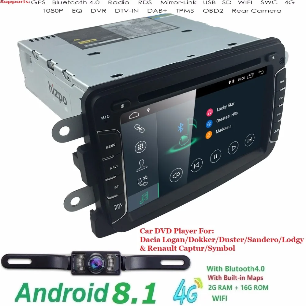 Hizpo Android8.1 QuadCore 2 грамм 1DIN CarDVD для RENAULT DUSTER LOGAN Лада XRAY символ DACIA Kaptur DOKKER DVD Автомобильный gps Мультимедиа