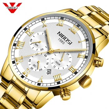 

NIBOSI Relogio Masculino Men Watch Chronograph Stainless Steel Watches Mens Waterproof Quartz Watch Luxury Casual Business Clock
