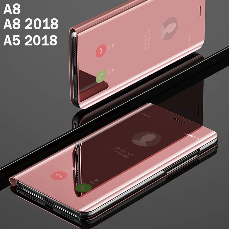 YonLinTan флип умный зеркальный чехол для телефона Samsung Galaxy A8 2018 8 A5 Жесткий кожаный Clear