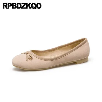 

Kawaii Plus Size Chinese Bow 10 Round Toe 9 Wedding 33 Japanese School 11 Women Flats Shoes With Little Cute Bowtie Large Suede