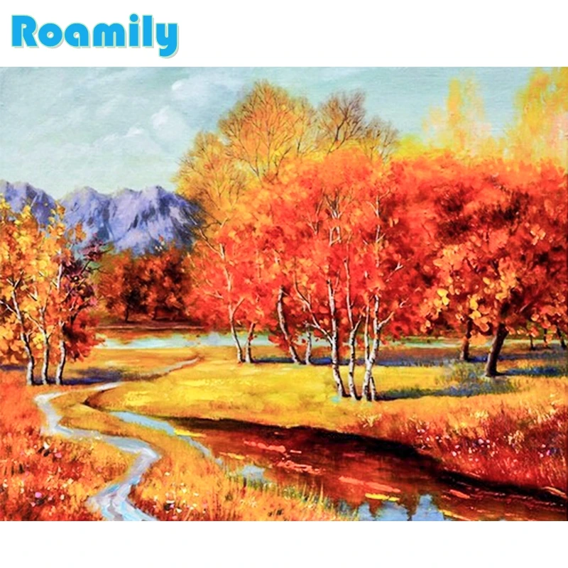 

5D Diy Diamond Painting,Landscape,Autumn Tree,Embroidered with Rhinestones,Square Paintings Wall,Diamant Painting Volledige