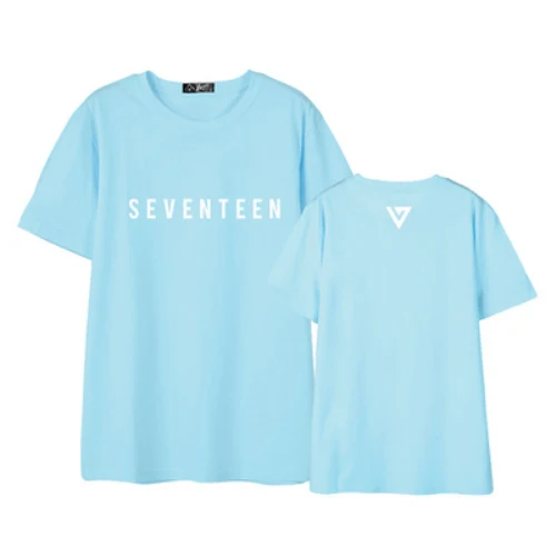 Mainlead KPOP Seventeen футболка с бриллиантовым краем, повседневные топы с надписью - Цвет: Light Blue