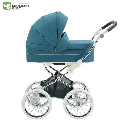 Coolbaby high-View детская коляска Европейская королевская многофункциональная двухходовая коляска настоящая - Цвет: Синий