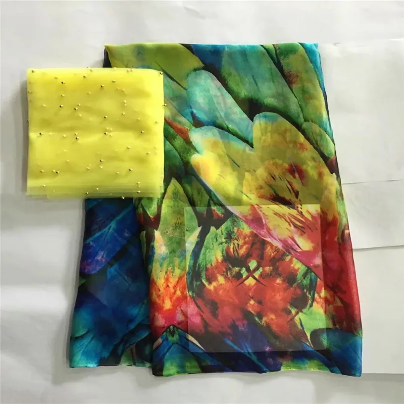 

Hot selling satin silk fabric 5 yards/lot colorfast Nigrian design African wax pattern satin silk fabric for clothing LXE030808