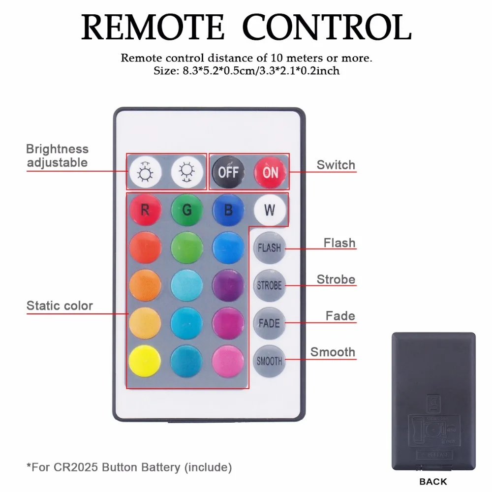  Underwater Submersible Vase 10 Led Remote Controll RGB Swimming Pool Light Battery Operated Night L - 32907232435