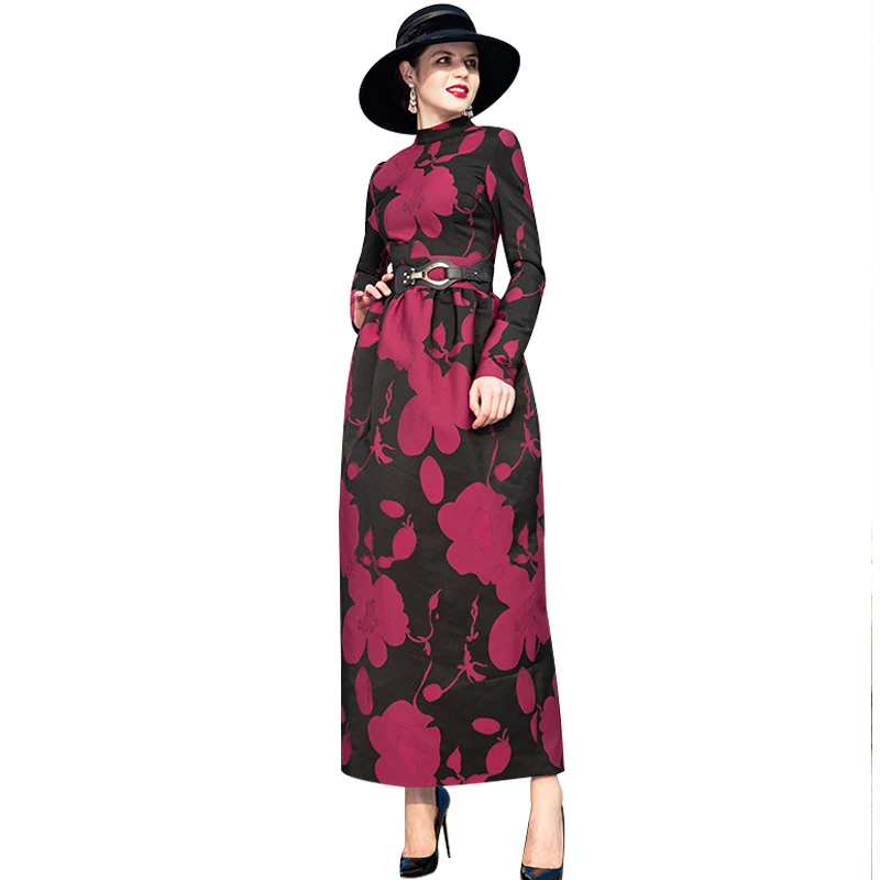 

Spring New Jacquard Split Evening Long Dress Pencil Plus Size Straight Night Maxi Dresses Ankle-Length DZ1030