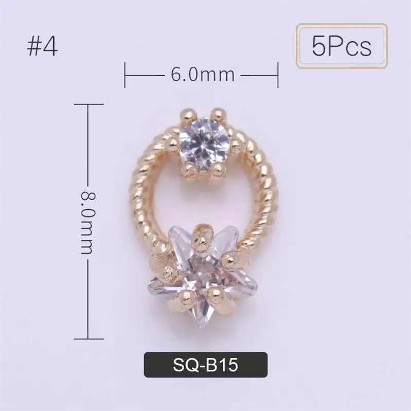 5pcs pattern-4 5 шт./упак. 3D украшение для ногтей Стразы хрустальные камни смешанный принт Металл золото украшения для ногтей Гвоздь художественные украшения DIY дизайн - Цвет: 5pcs pattern-4