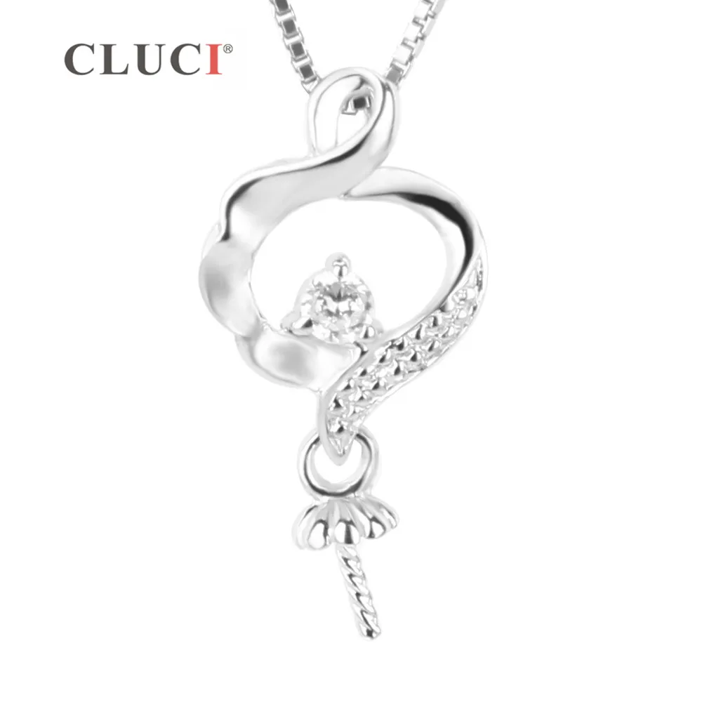 CLUCI 100% Настоящее серебро 925 пробы Серебряное ожерелье с цирконом Подвеска для