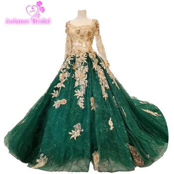 

2018 Round Neck Emerald Green Prom Dresses Lace Evening Gowns Vestidos De Festa Formatura Ballkleider Longo Dress Lace Gowns