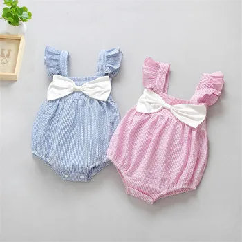 

Baby Romper ruffles Sleeves 100% Cotton Baby Pajamas vintage stripe Newborn toddler Girls Boys kids Clothes 0 to 18m