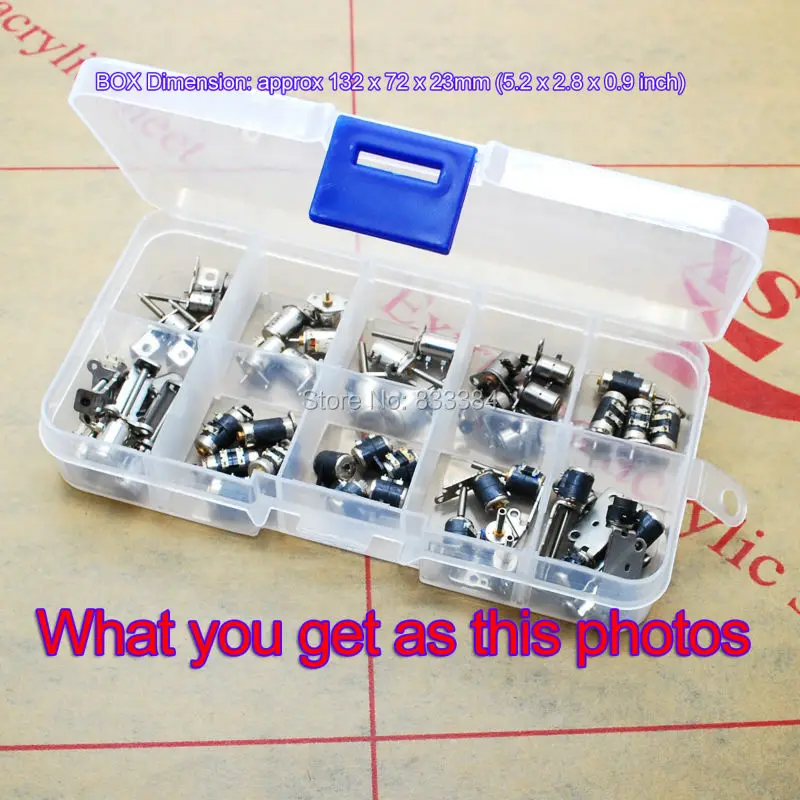 

50pcs totally 5pcs each of 10 types 4 Wire 2 Phase dc micro stepper motor Mini stepper motor Assorted box free shiping