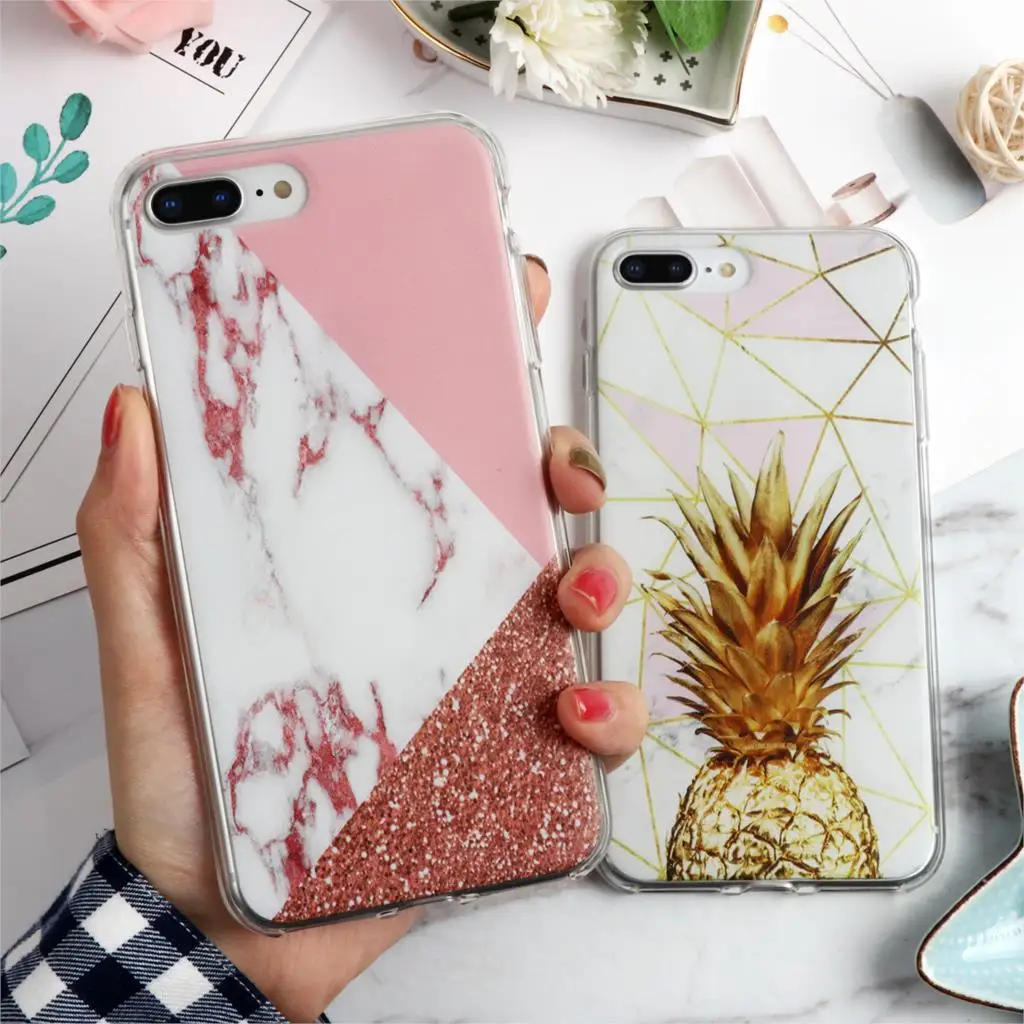 

Marble Pineapple TPU Soft Case for iPhone 11 Pro XS Max 6 6S X 5 5S SE 9 for Cover iPhone 7 8 Plus Case for iPhone XR Case Funda