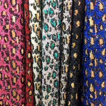 

LASUI 2019 NEW 1 yard=1 piece Gorgeous Multicolor Evening dress 7 colors Leopard sequined embroidery mesh lace fabric