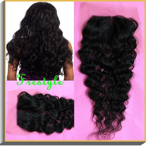

Free shipping,unprocessed deep wave lace ,loose curl brazilian virgin remy hair 4x4 silk soft lace top closures,10"12"14"16"inch