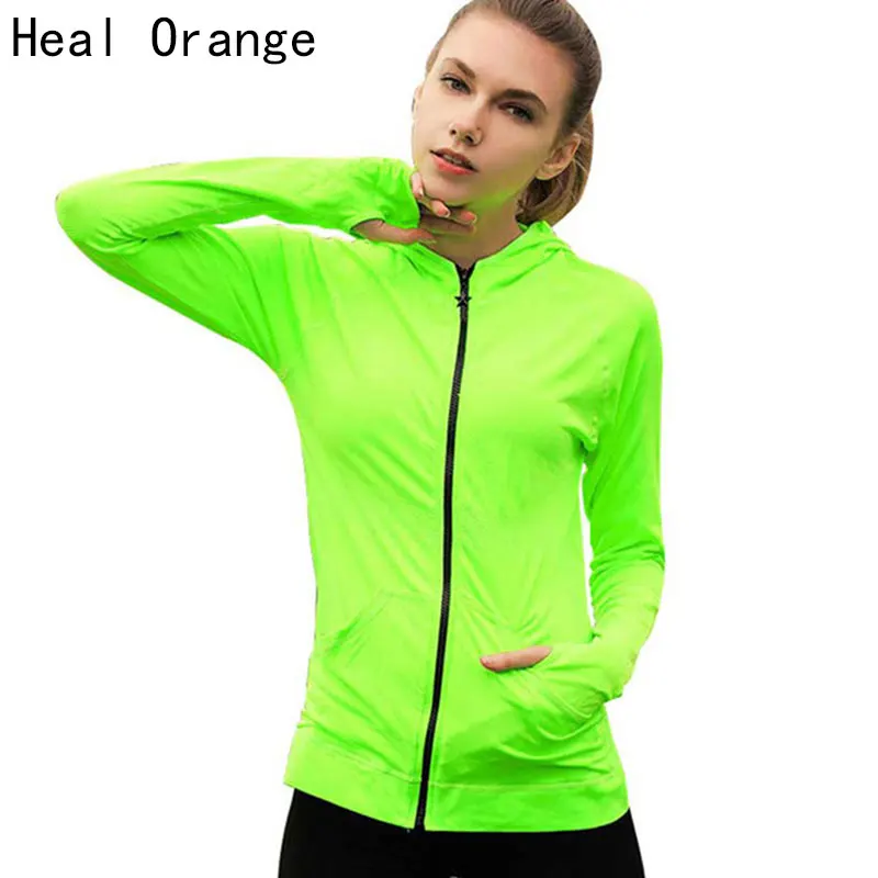 

HEAL ORANGE Women Summer Running Jacket Zip Hoodie Sport Female Coat Spring Protection Outerwear Outdoor Sport Jacket Jogging