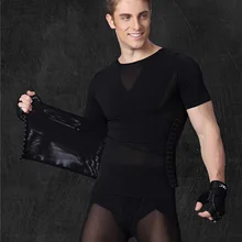 Мужская корректирующая футболка для бодибилдинга Корректор осанки компрессионная рубашка корсет мужской утягивающий пояс для живота утягивающий