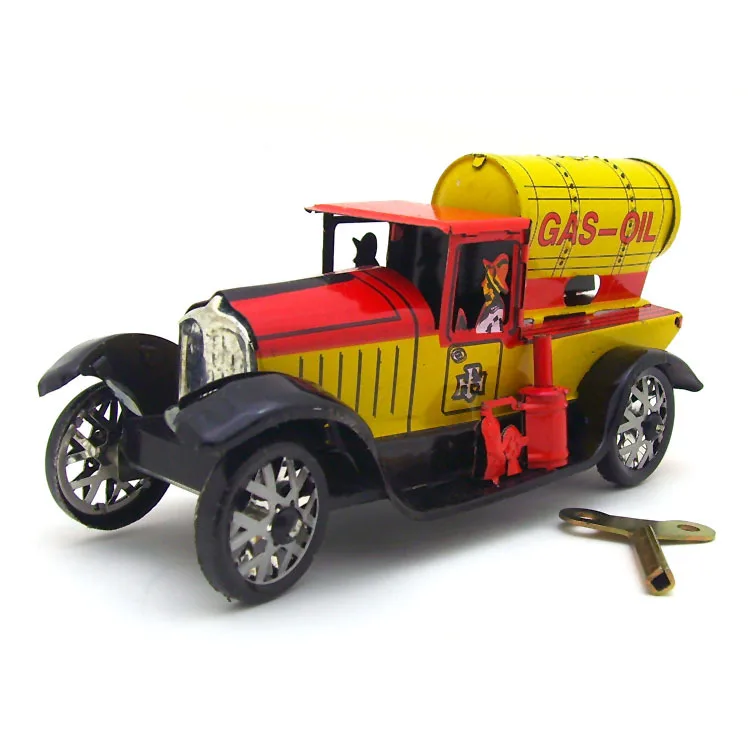 

Childhood Memory Antique Tin Toys Retro Wind up Metal Vehicles Toy Cars Zakka Home Decor Spain GAS-OIL Tank Truck