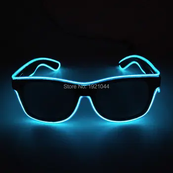 

High-grade Fashion Event Party Dance DJ Bright Props Blue EL Wire Glowing Glasses with Dark lens Neon glow light Glasses