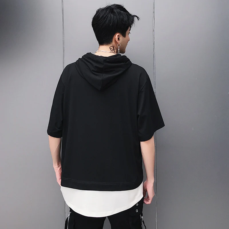 Men Summer Shirt,Fineser Mens Short Sleeve Solid Hooded Splice Fake Two Pieces Casual Sport Tee Shirt Top Sweatshirt Men Summer Shirt,Fineser Mens Short Sleeve Solid Hooded Splice Fake Two Pieces Casual Sport Tee Shirt Top Sweatshirt