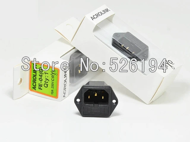 Free shipping Acrolink Power IEC Inlets FE-4(G) Input Power Connector - 24k Gold-Plated