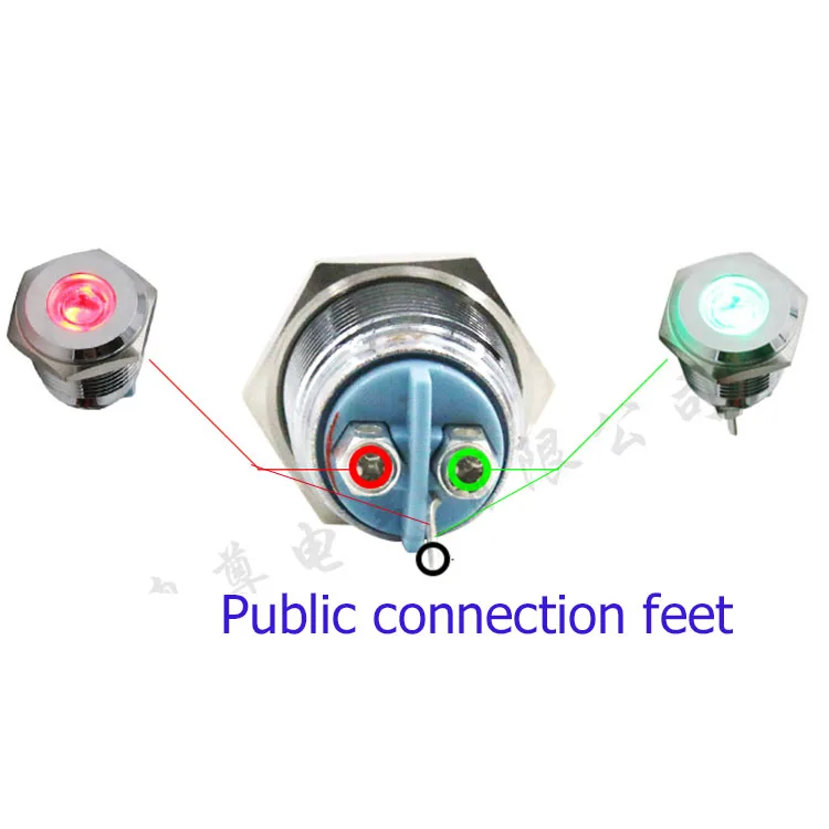 10 шт. 16 мм металлический двойной индикатор в общей сложности анода или в общей сложности катода красный, зеленый, двойной цвет 6 В 12 В 24V220V