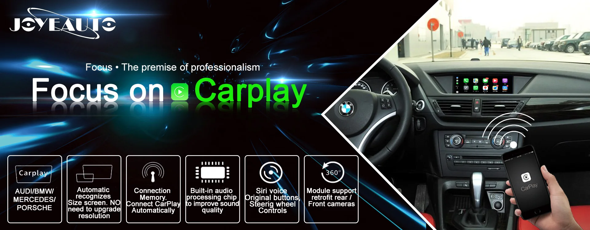 Joyeauto wifi беспроводной Apple Carplay для BMW CIC 6,5 8,8 10,25 дюймов 1 3 5 6 7 серии X1 X3 X5 X6 2009-2013 Android Авто игры