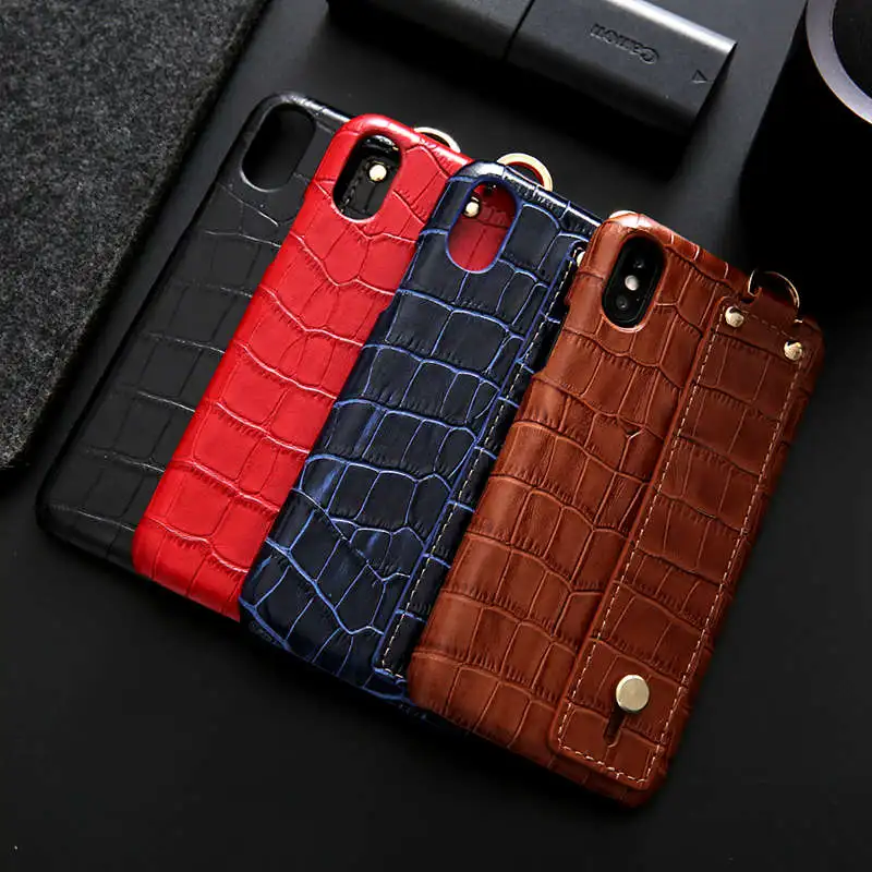 

Genuine Leather Case For Iphone XS Cover MAKEULIKE High Quality Hoesje Irregular Coque For Iphone XR XS Case WIth Wrist Strap