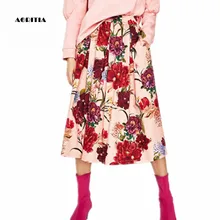 Лето Осень Женская юбка с цветочным принтом эластичная талия длинные юбки Saia макси юбка