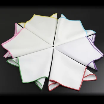 

Mens Bright Color Rolled Edge White Handkerchief Cotton Blend Pocket Square NEW BWTYY0056