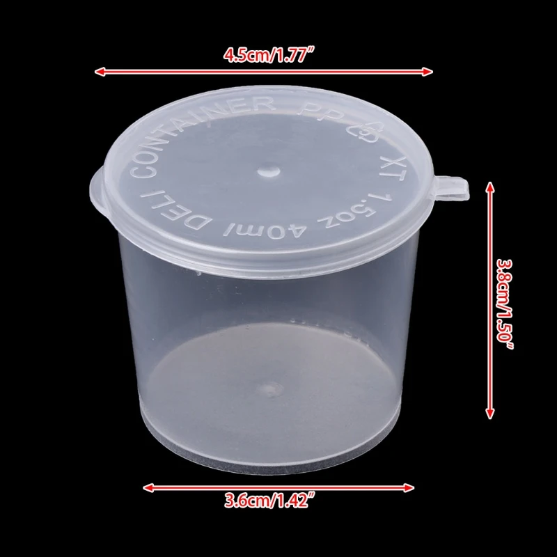10 шт./лот, пластиковые одноразовые чашки для соуса, прозрачные контейнеры для хранения салата+ крышки