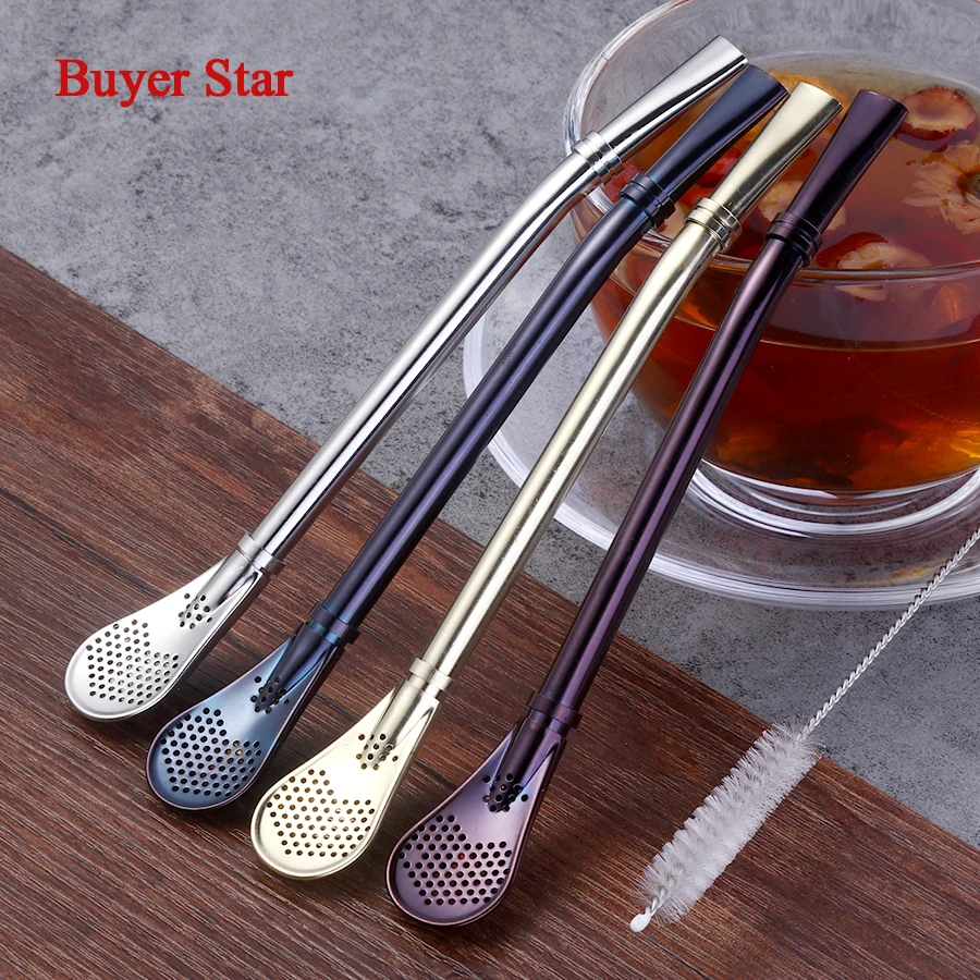 2 Pcs Smooth Flow Handmade Drinking Straw Stainless Steel Yerba Mate Tea Bombilla Straws