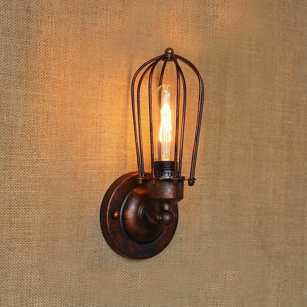 Vintage Industrial Wall Light,Rust Wall Lamp,светильник бра,Loft wall sconce Light Fixture,180°Adjustment,lampshade Up and down