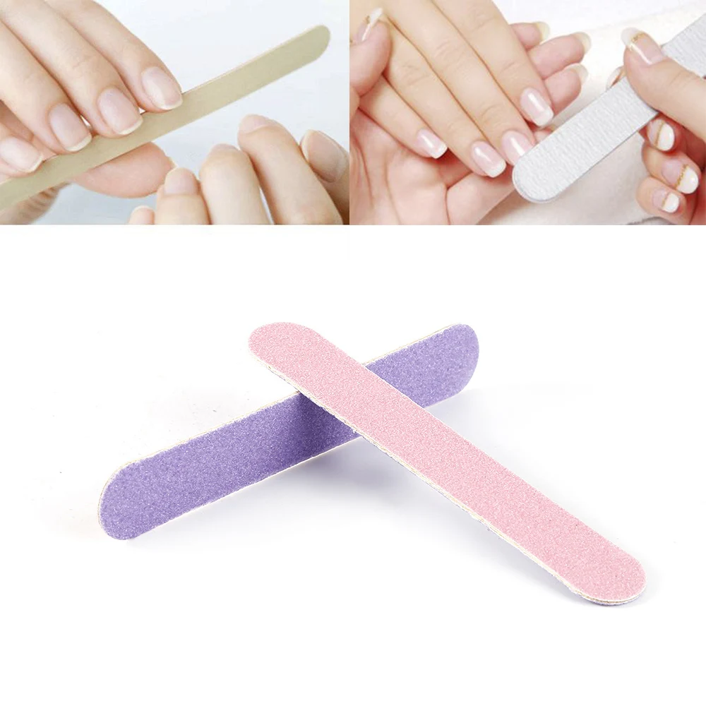 50pcs Professional Slim Sandpaper Nail Files Silicone Crescent Grit