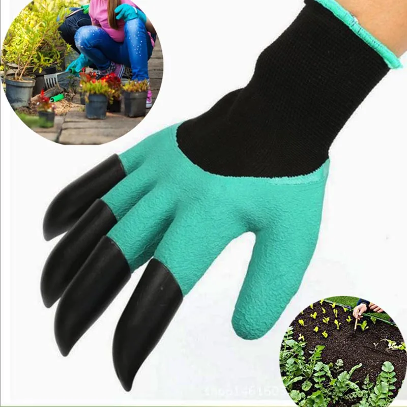 KopiLova 1 Pairs Garden Work Gloves With 4 ABS Finger Claws Dig Rake