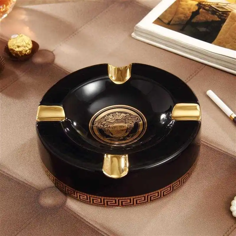 

European High-end Luxury Ashtrays Gadgets Square 4 Holder Rectangular And Round Ceramic Cigar Ashtray Home Decorations R1984