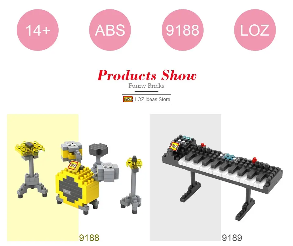 LOZ алмазные блоки миниатюрные музыкальные инструменты музыкальная гитара пианино скрипка джазовый соус модель пластиковые сборные игрушки для детей 9188-9196