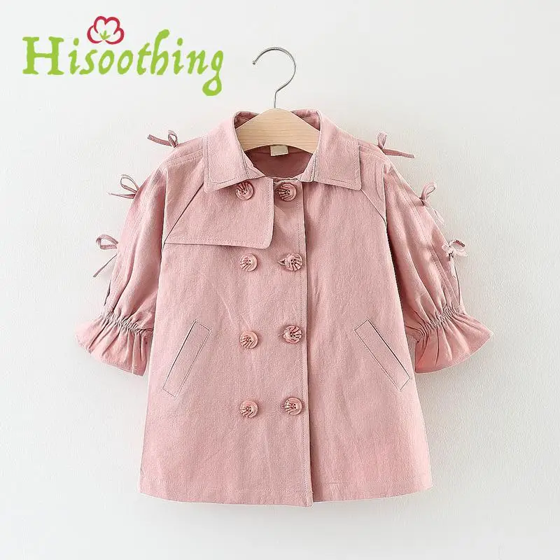 Baby Girls Trench Coat Cotton Long Sleeve Pink/Red/Khaki Fashion Coat
