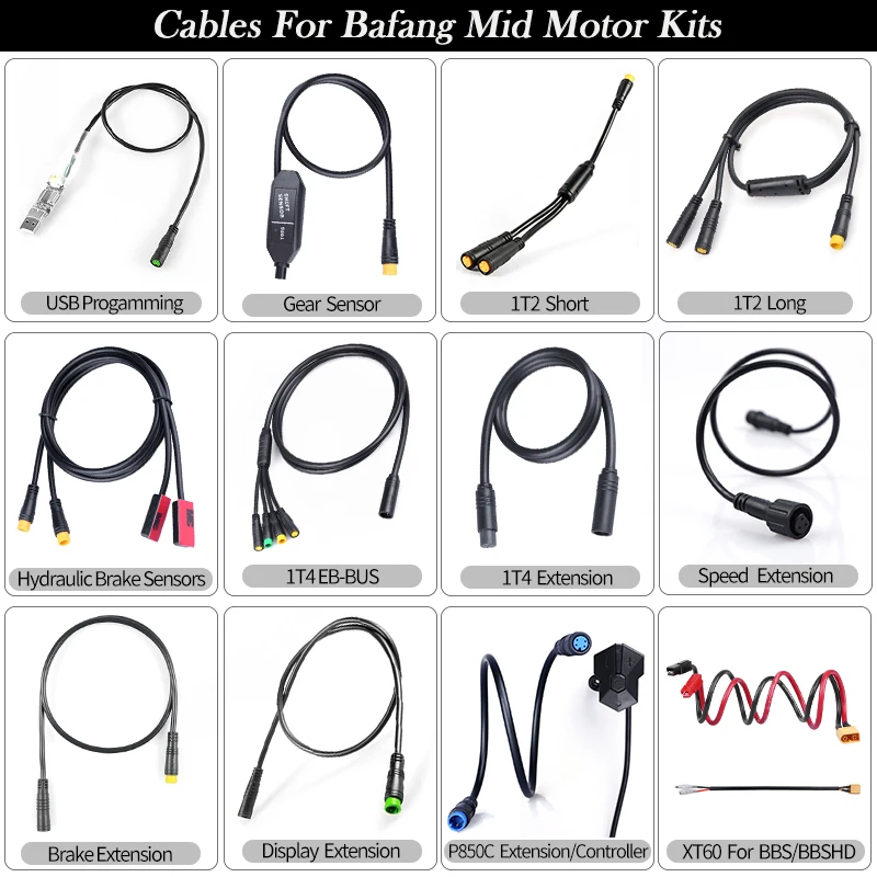 Discount Cable For Bafang Mid Motor E-bike Conversion Kits Gear Shift Sensor USB Programming Display Brake EXTENSION EB-BUS 1T4 1T2 0